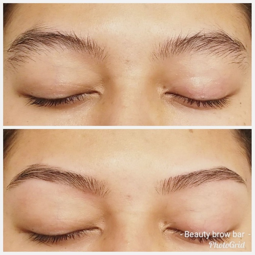 Before and after: light brows given a cleaner, fuller line